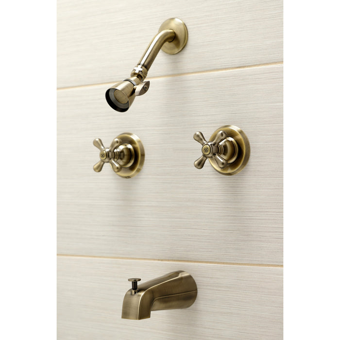 Kingston Heirloom KB243AXAB - Victorian Double-Handle Tub and Shower Faucet, Antique Brass