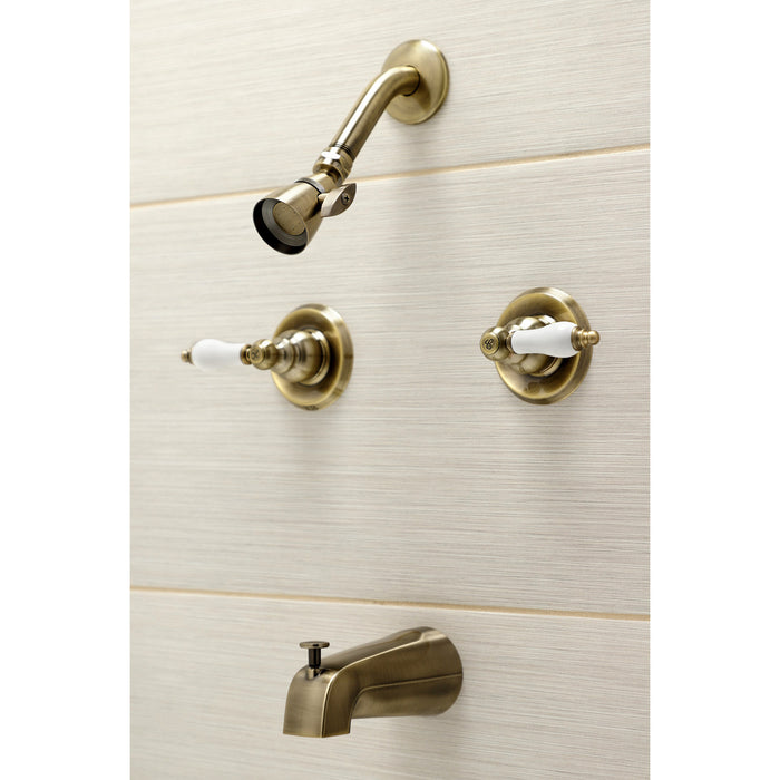 Kingston Heirloom KB243PLAB - Victorian Double-Handle Tub and Shower Faucet, Antique Brass