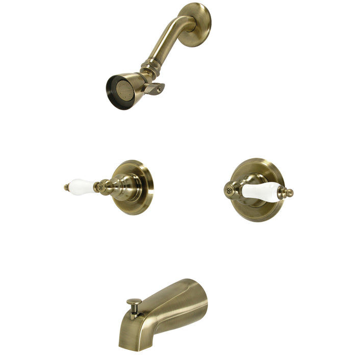 Kingston Heirloom KB243PLAB - Victorian Double-Handle Tub and Shower Faucet, Antique Brass