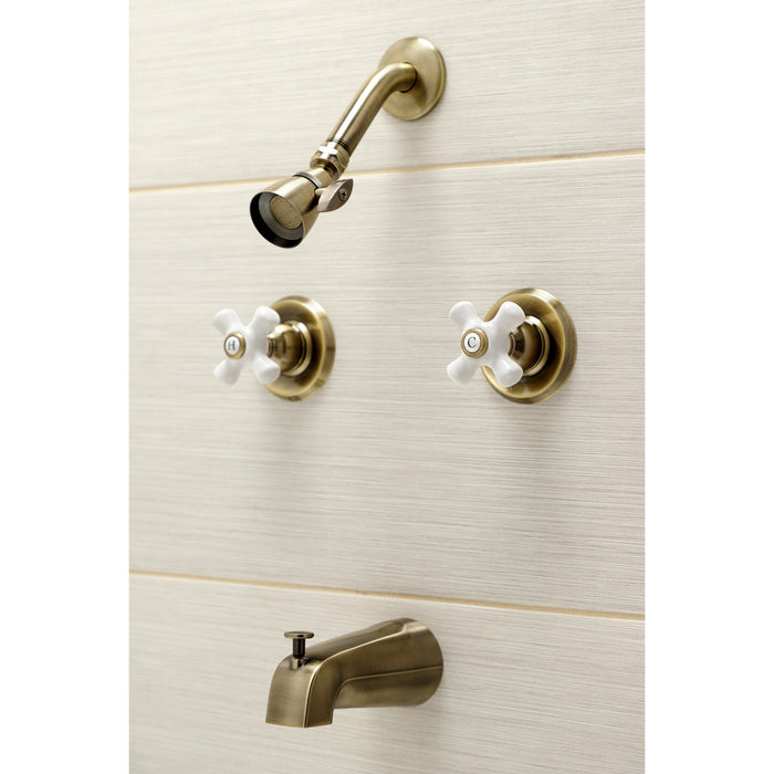 Kingston Heirloom KB243PXAB - Victorian Double-Handle Tub and Shower Faucet, Antique Brass