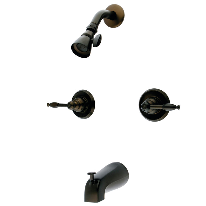 Knight KB245KL Two-Handle 4-Hole Wall Mount Tub and Shower Faucet, Oil Rubbed Bronze