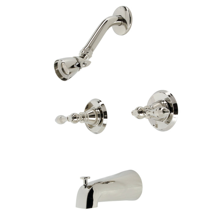 American Classic KB246ACL Two-Handle 4-Hole Wall Mount Tub and Shower Faucet, Polished Nickel
