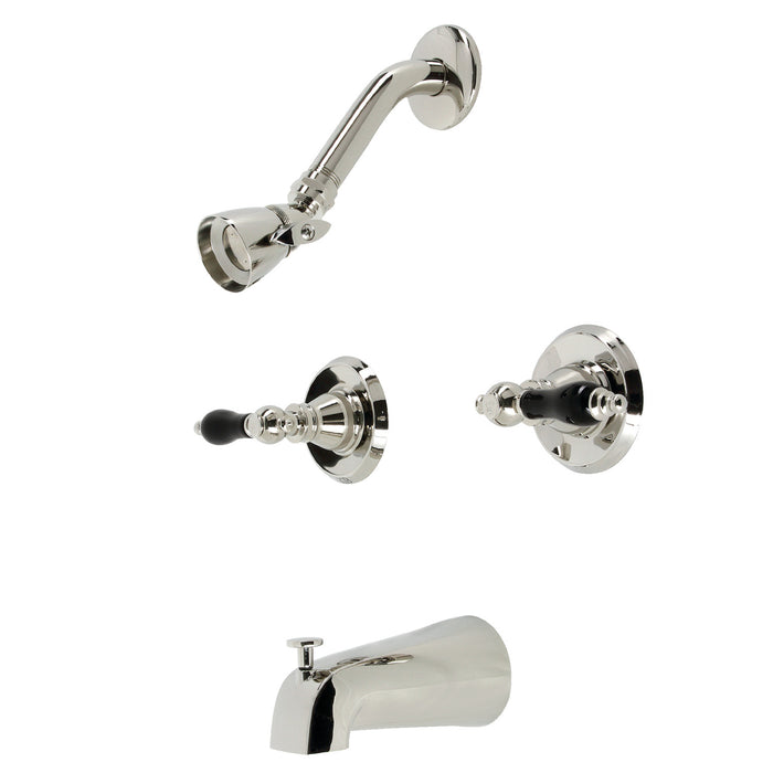 Duchess KB246AKL Two-Handle 4-Hole Wall Mount Tub and Shower Faucet, Polished Nickel
