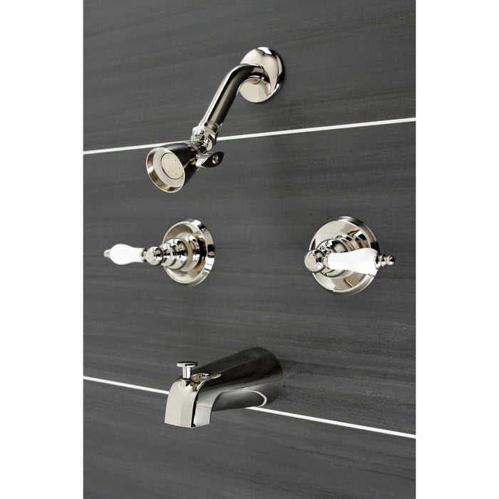 Victorian KB246PLPN Two-Handle 4-Hole Wall Mount Tub and Shower Faucet, Polished Nickel