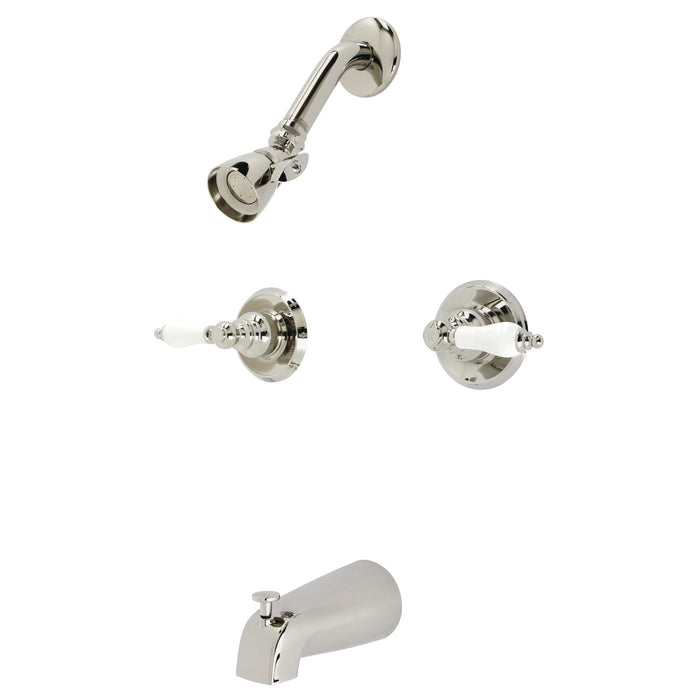 Kingston Heirloom KB246PLPN - Victorian Double-Handle Tub and Shower Faucet, Polished Nickel