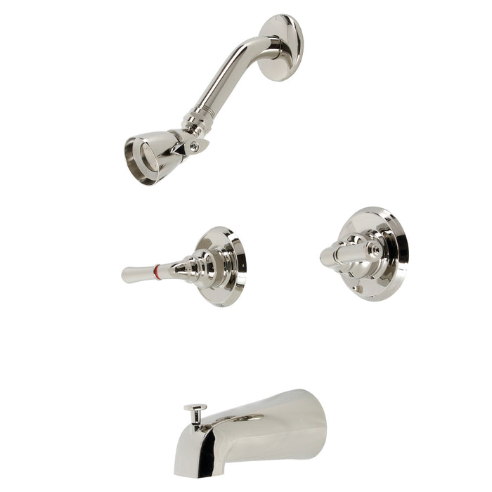 Kingston Tulare KB246PN - Magellan Double-Handle Tub and Shower Faucet, Polished Nickel