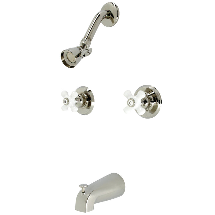 Victorian KB246PXPN Two-Handle 4-Hole Wall Mount Tub and Shower Faucet, Polished Nickel