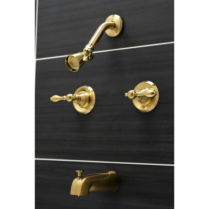 Kingston Heirloom KB247ACL - American Classic Double-Handle Tub and Shower Faucet, Brushed Brass