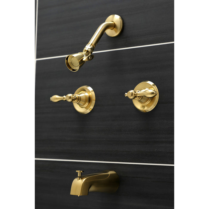 American Classic KB247ACL Two-Handle 4-Hole Wall Mount Tub and Shower Faucet, Brushed Brass