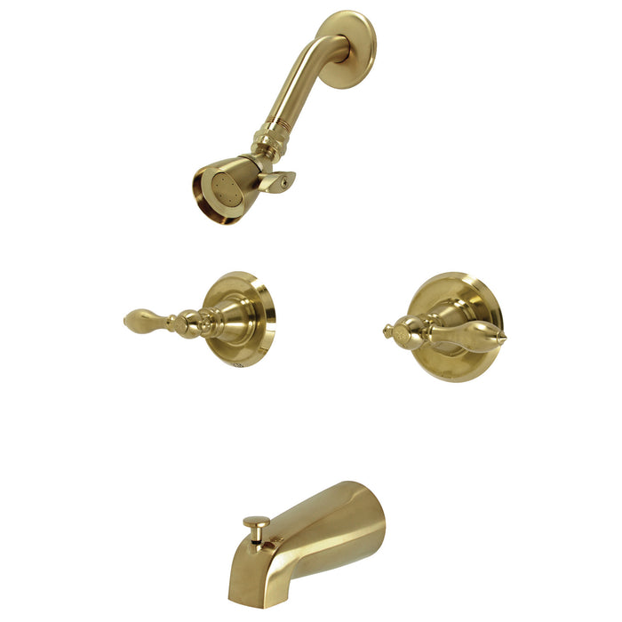 Kingston Heirloom KB247ACL - American Classic Double-Handle Tub and Shower Faucet, Brushed Brass