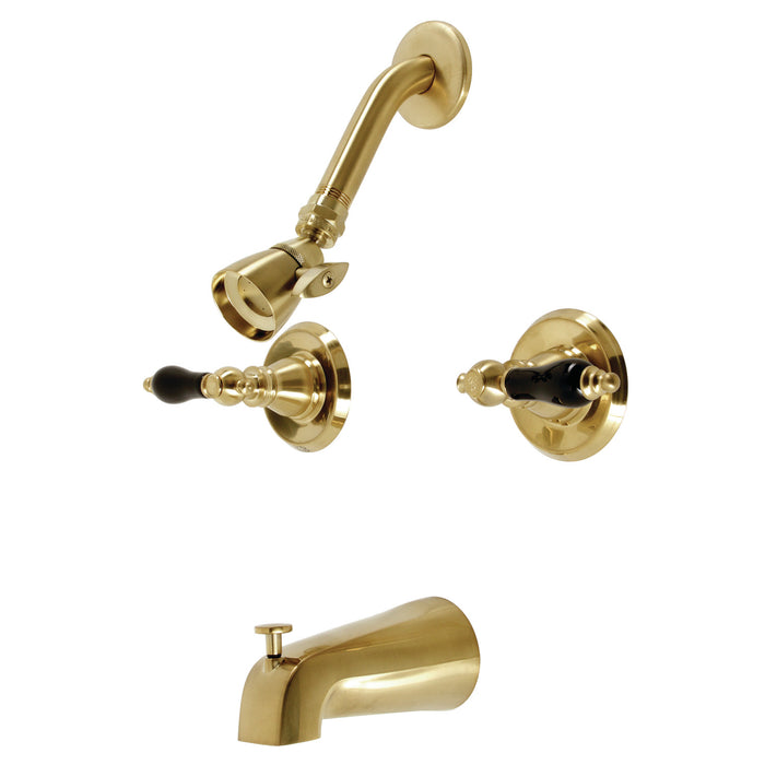 Duchess KB247AKL Two-Handle 4-Hole Wall Mount Tub and Shower Faucet, Brushed Brass
