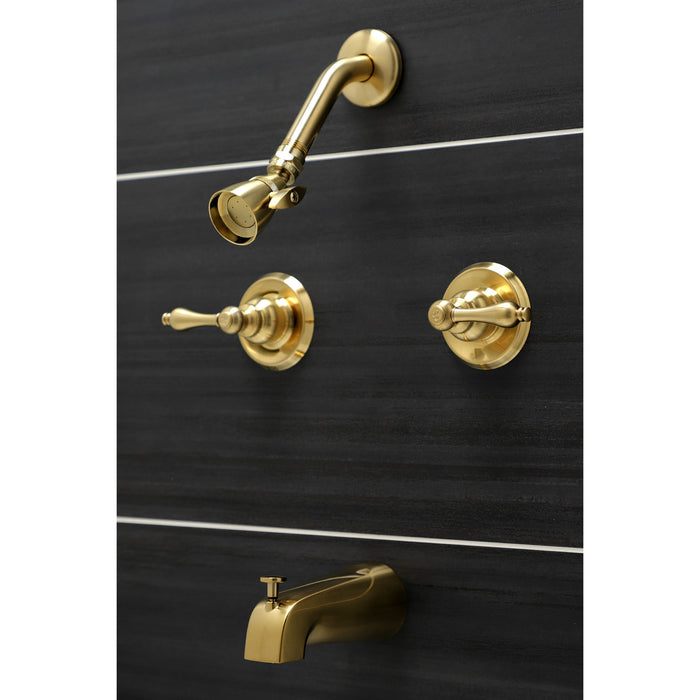 Victorian KB247AL Two-Handle 4-Hole Wall Mount Tub and Shower Faucet, Brushed Brass