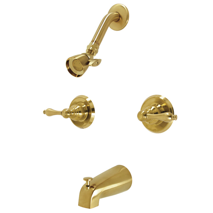 Kingston Heirloom KB247AL - Victorian Double-Handle Tub and Shower Faucet, Brushed Brass