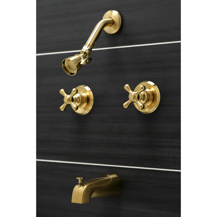 Kingston Heirloom KB247AX - Victorian Double-Handle Tub and Shower Faucet, Brushed Brass