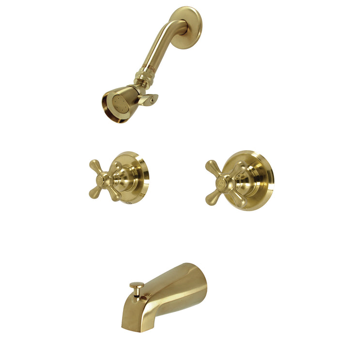 Kingston Heirloom KB247AX - Victorian Double-Handle Tub and Shower Faucet, Brushed Brass