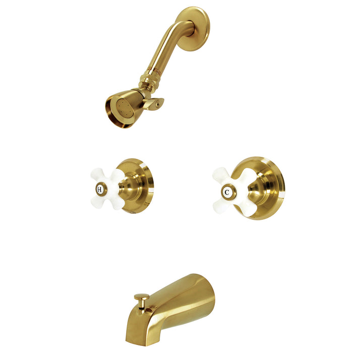 Kingston Heirloom KB247PX - Victorian Double-Handle Tub and Shower Faucet, Brushed Brass