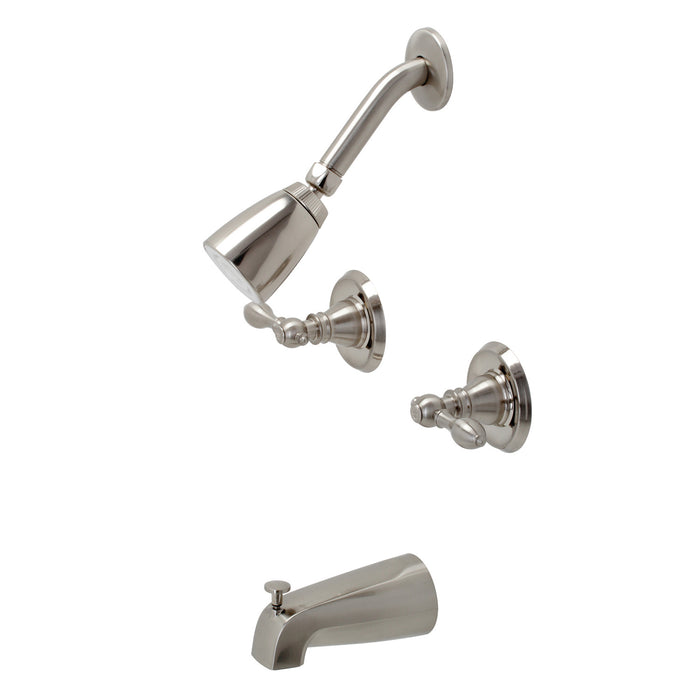 American Classic KB248ACL Two-Handle 4-Hole Wall Mount Tub and Shower Faucet, Brushed Nickel