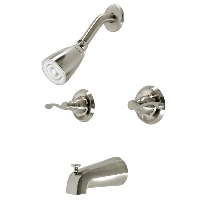 Royal KB248FL Two-Handle 4-Hole Wall Mount Tub and Shower Faucet, Brushed Nickel