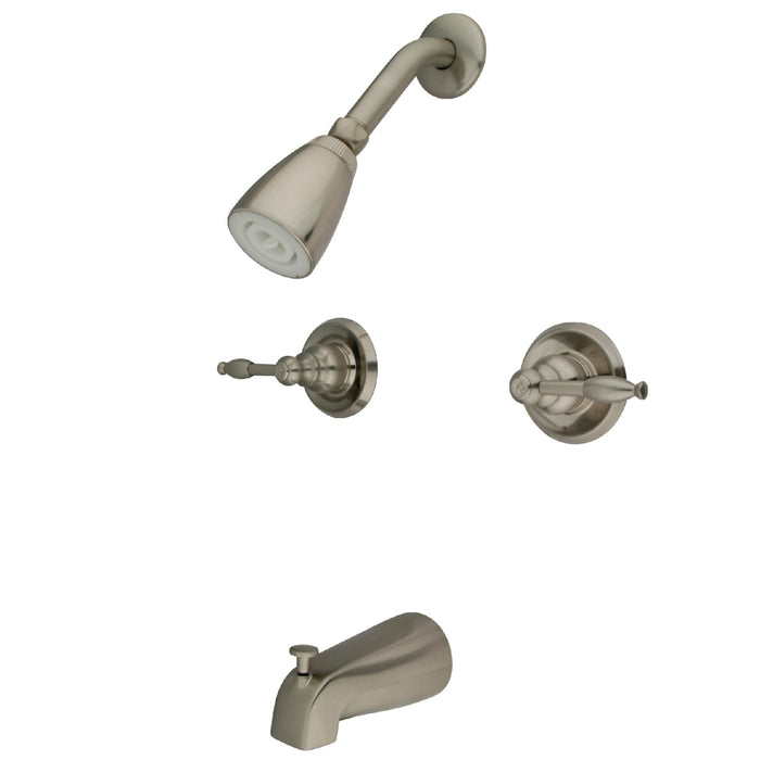 Knight KB248KL Two-Handle 4-Hole Wall Mount Tub and Shower Faucet, Brushed Nickel