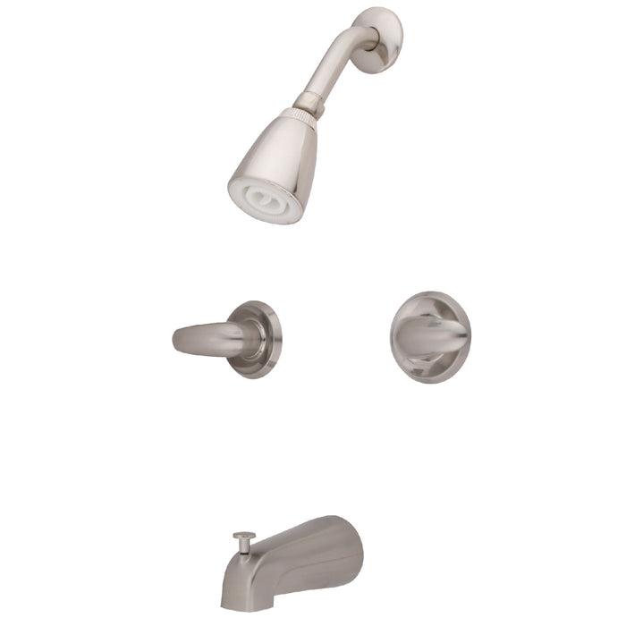 Legacy KB248LL Two-Handle 4-Hole Wall Mount Tub and Shower Faucet, Brushed Nickel
