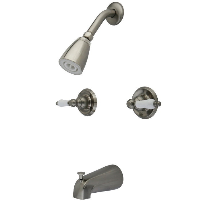 Victorian KB248PL Two-Handle 4-Hole Wall Mount Tub and Shower Faucet, Brushed Nickel