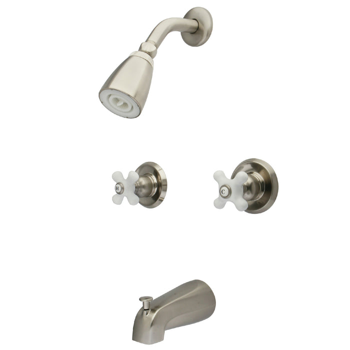 Victorian KB248PX Two-Handle 4-Hole Wall Mount Tub and Shower Faucet, Brushed Nickel