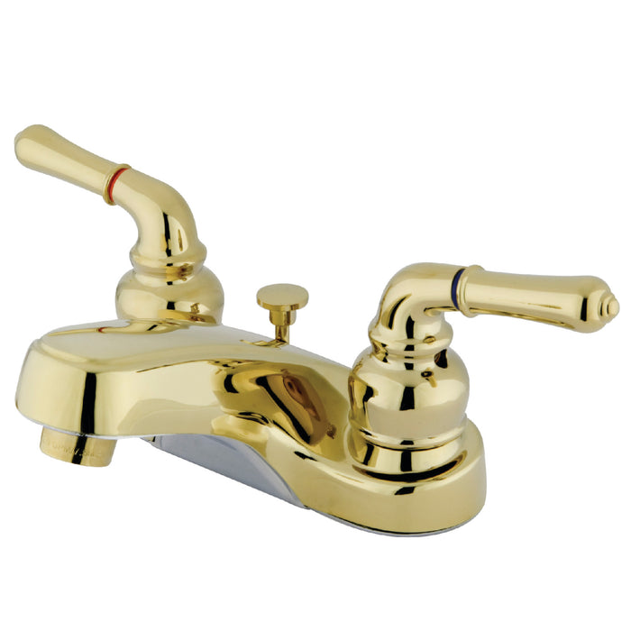 Magellan KB252B Two-Handle 3-Hole Deck Mount 4" Centerset Bathroom Faucet with Brass Pop-Up, Polished Brass