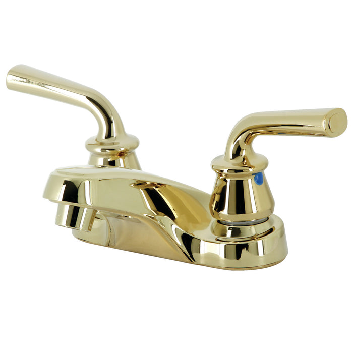 Restoration KB252RXLLP Two-Handle 3-Hole Deck Mount 4" Centerset Bathroom Faucet, Polished Brass