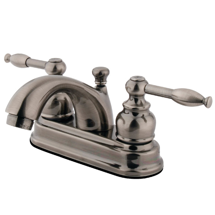 Knight KB2600KL Two-Handle 3-Hole Deck Mount 4" Centerset Bathroom Faucet with Plastic Pop-Up, Black Stainless