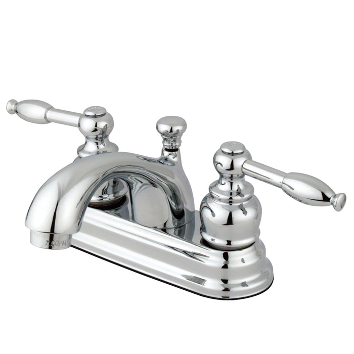 Knight KB2601KL Two-Handle 3-Hole Deck Mount 4" Centerset Bathroom Faucet with Plastic Pop-Up, Polished Chrome