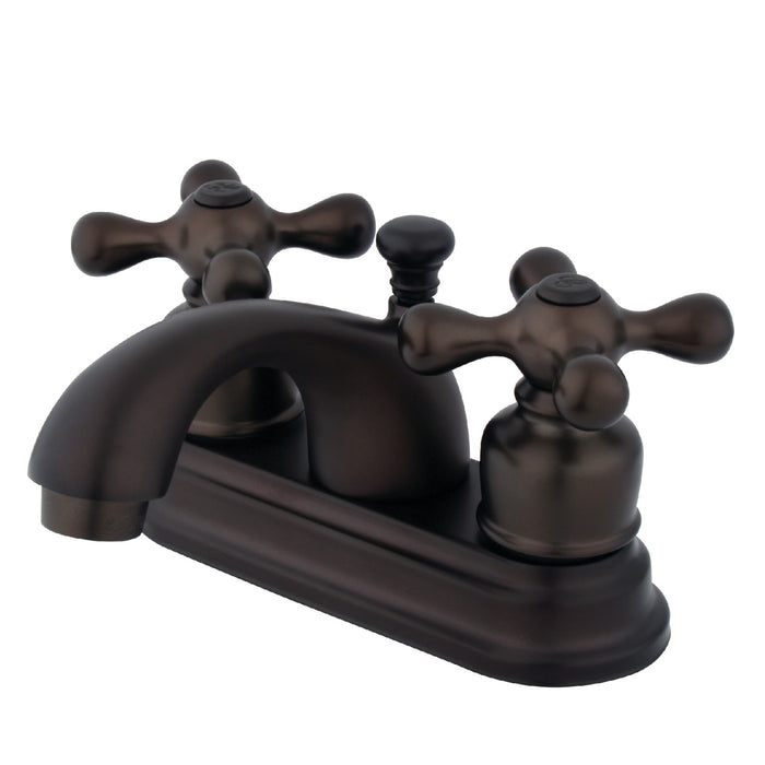 KB2605AX Two-Handle 3-Hole Deck Mount 4" Centerset Bathroom Faucet with Plastic Pop-Up, Oil Rubbed Bronze