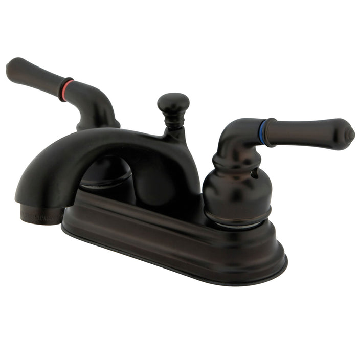 KB2605NML Two-Handle 3-Hole Deck Mount 4" Centerset Bathroom Faucet with Plastic Pop-Up, Oil Rubbed Bronze