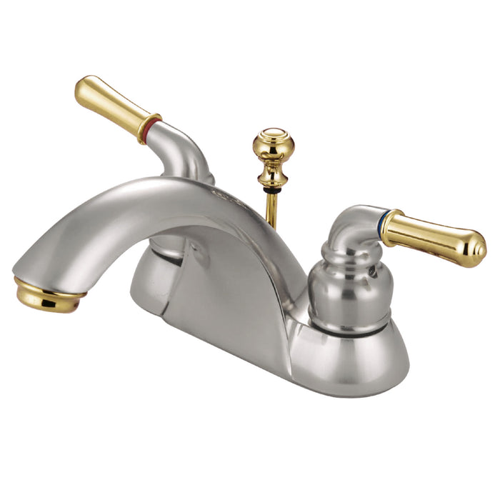 Naples KB2629B Two-Handle 3-Hole Deck Mount 4" Centerset Bathroom Faucet, Brushed Nickel/Polished Brass