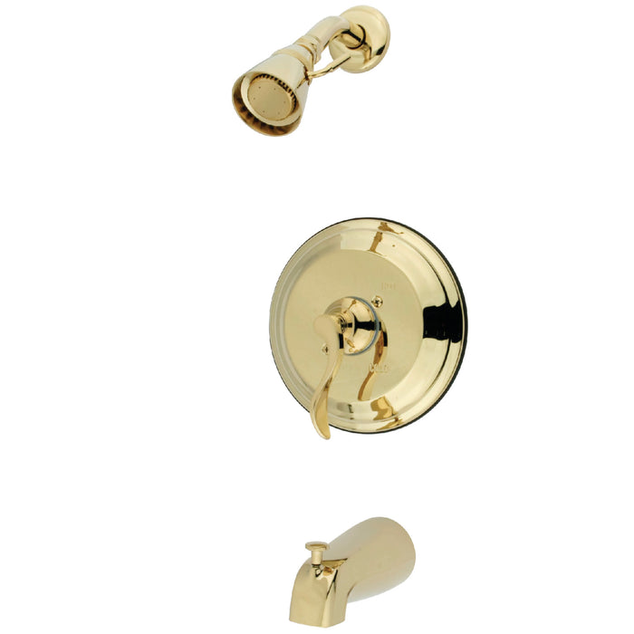 NuFrench KB2632DFL Single-Handle 3-Hole Wall Mount Tub and Shower Faucet, Polished Brass