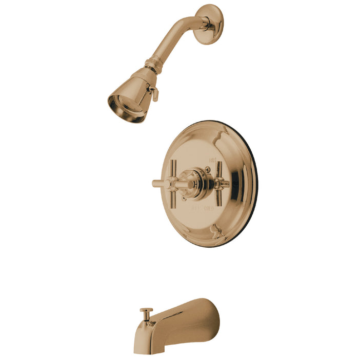 Elinvar KB2632EX Single-Handle 3-Hole Wall Mount Tub and Shower Faucet, Polished Brass