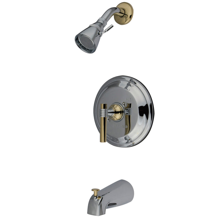 Kingston Tulare KB2634MLT - Milano Single-Handle Pressure Balanced Tub and Shower Faucet, Trim Only, Polished Chrome/Polished Brass