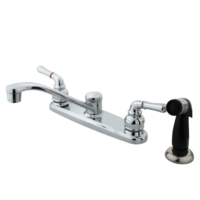Magellan KB272 Two-Handle 4-Hole Deck Mount 8" Centerset Kitchen Faucet with Side Sprayer, Polished Chrome