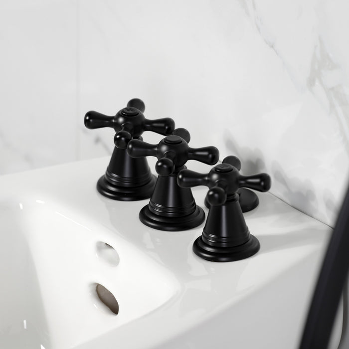 Kingston Heirloom KB320AX - Victorian Three-Handle Deck Mount Vertical Spray Bidet Faucet with Brass Pop-Up, Matte Black