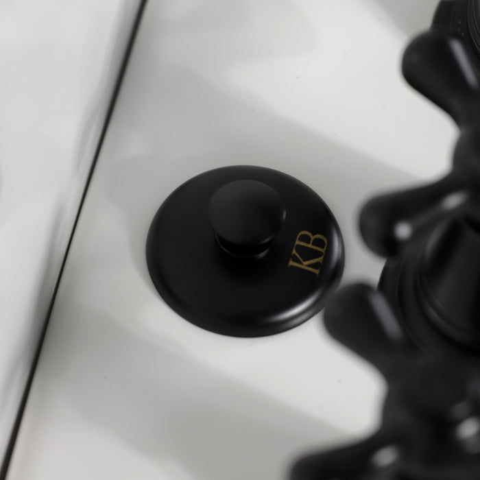 Kingston Heirloom KB320AX - Victorian Three-Handle Deck Mount Vertical Spray Bidet Faucet with Brass Pop-Up, Matte Black