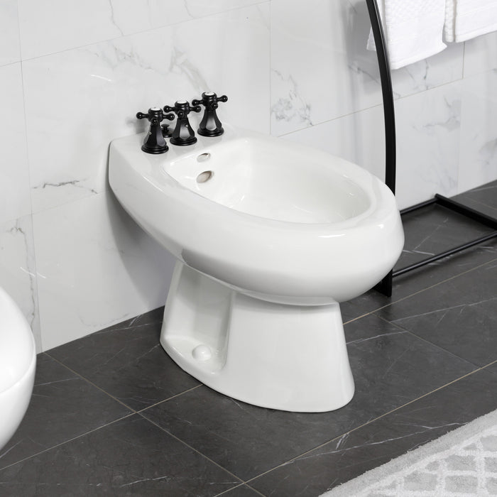 Kingston Heirloom KB320BX - Metropolitan Three-Handle Deck Mount Vertical Spray Bidet Faucet with Brass Pop-Up, Matte Black