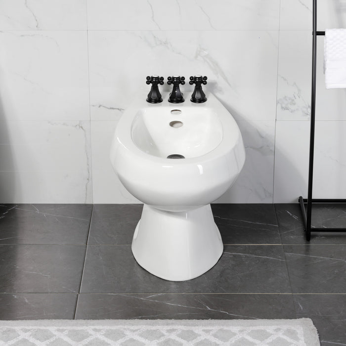 Kingston Heirloom KB320BX - Metropolitan Three-Handle Deck Mount Vertical Spray Bidet Faucet with Brass Pop-Up, Matte Black