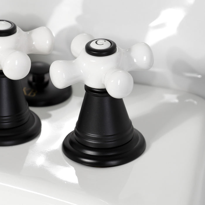 Kingston Heirloom KB320PX - Victorian Three-Handle Deck Mount Vertical Spray Bidet Faucet with Brass Pop-Up, Matte Black