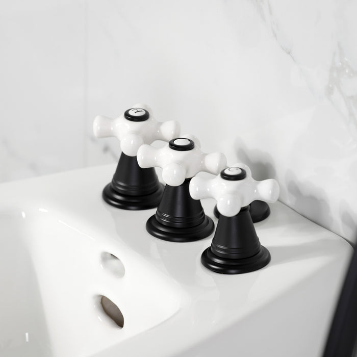 Kingston Heirloom KB320PX - Victorian Three-Handle Deck Mount Vertical Spray Bidet Faucet with Brass Pop-Up, Matte Black