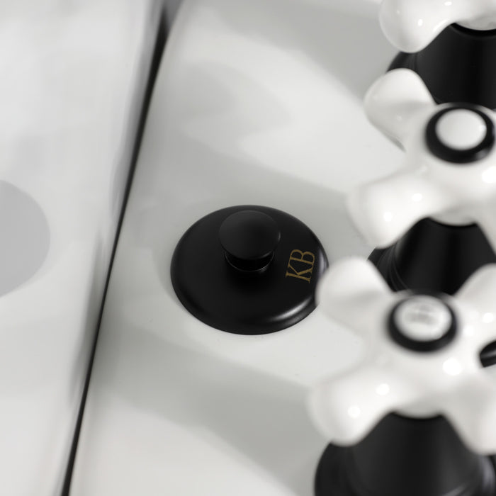 Kingston Heirloom KB320PX - Victorian Three-Handle Deck Mount Vertical Spray Bidet Faucet with Brass Pop-Up, Matte Black