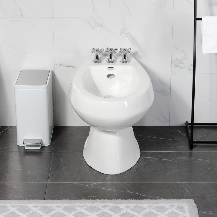 Kingston Heirloom KB321AX - Victorian Three-Handle Deck Mount Vertical Spray Bidet Faucet with Brass Pop-Up, Polished Chrome