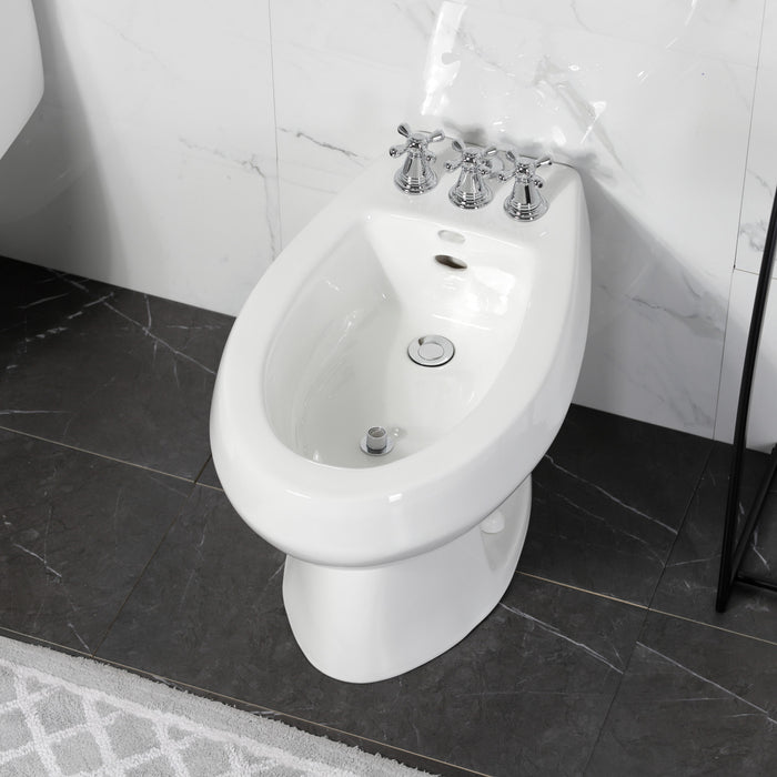 Kingston Heirloom KB321AX - Victorian Three-Handle Deck Mount Vertical Spray Bidet Faucet with Brass Pop-Up, Polished Chrome