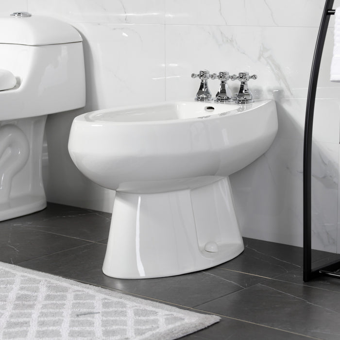 Kingston Heirloom KB321BX - Metropolitan Three-Handle Deck Mount Vertical Spray Bidet Faucet with Brass Pop-Up, Polished Chrome