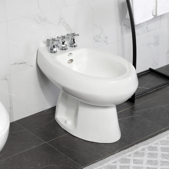 Kingston Heirloom KB321BX - Metropolitan Three-Handle Deck Mount Vertical Spray Bidet Faucet with Brass Pop-Up, Polished Chrome