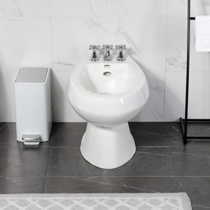 Kingston Heirloom KB321BX - Metropolitan Three-Handle Deck Mount Vertical Spray Bidet Faucet with Brass Pop-Up, Polished Chrome