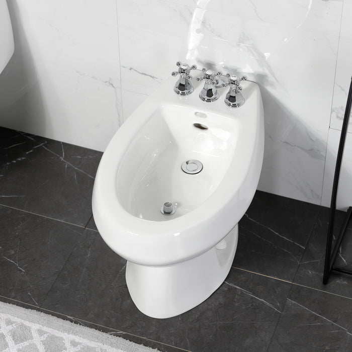 Kingston Heirloom KB321BX - Metropolitan Three-Handle Deck Mount Vertical Spray Bidet Faucet with Brass Pop-Up, Polished Chrome